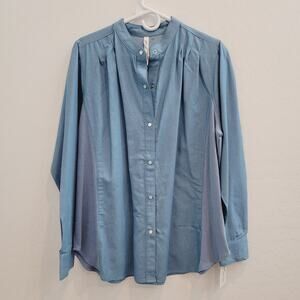 NWT NY Collection Denim Cotton Top Blouse Women's Size 1X